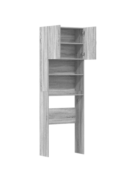 Pyykinpesukonekaappi harmaa sonoma 64x24x190 cm tekninen puu