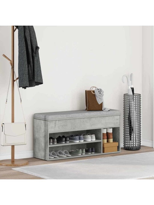 Kenkäpenkki betoninharmaa 102x30,5x45 cm tekninen puu