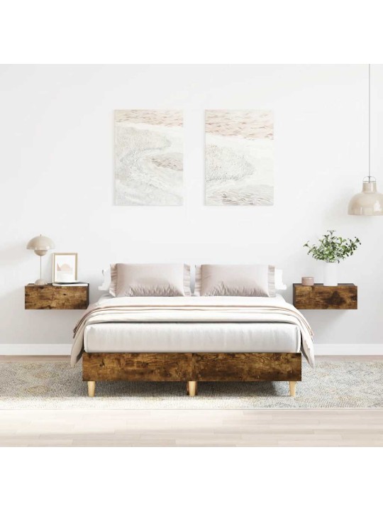 Sängynrunko ilman patjaa savustettu tammi 120x200 cm