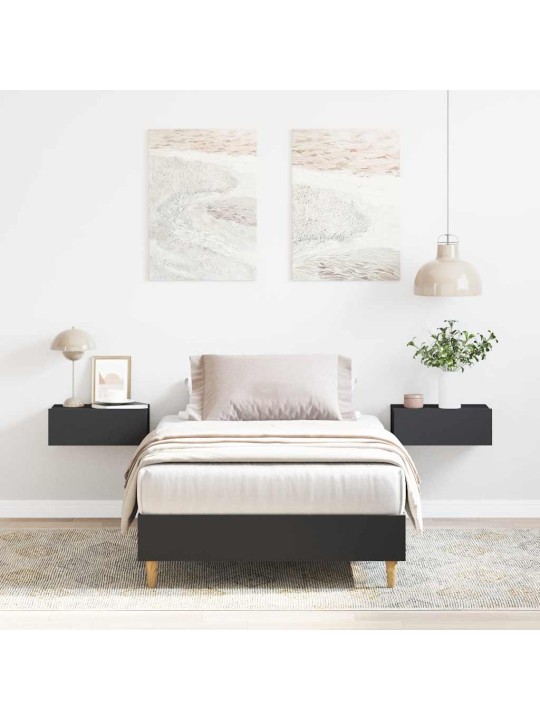 Sängynrunko ei patjaa musta 100x200 cm engineered wood
