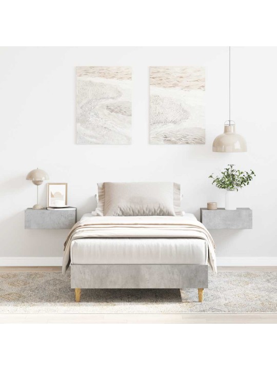 Sängynrunko ei patjaa betoni harmaa 100x200 cm suunniteltu puu