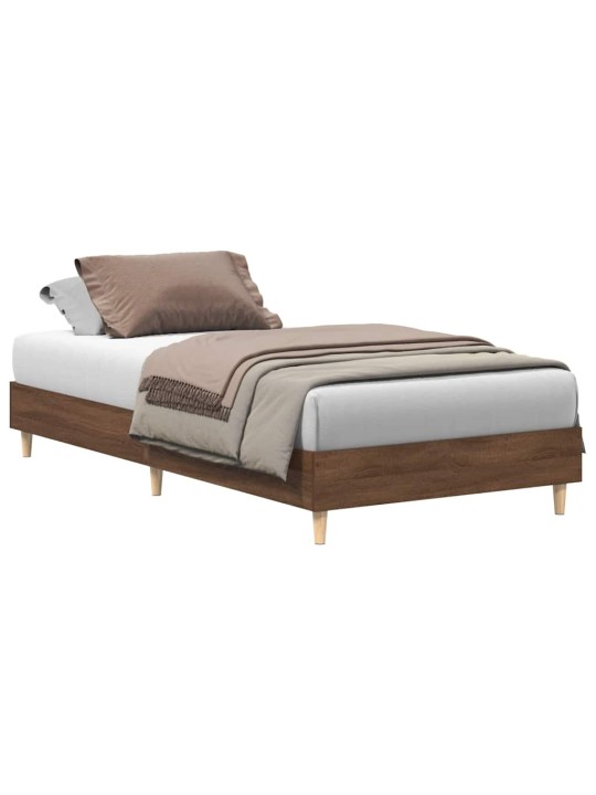 Sängynrunko ei patjaa ruskea tammi 100x200 cm engineered wood