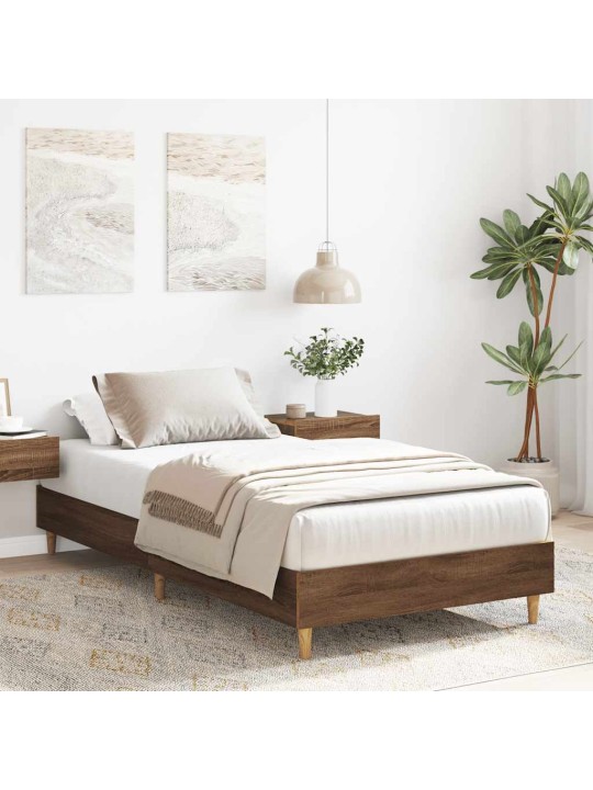 Sängynrunko ei patjaa ruskea tammi 100x200 cm engineered wood