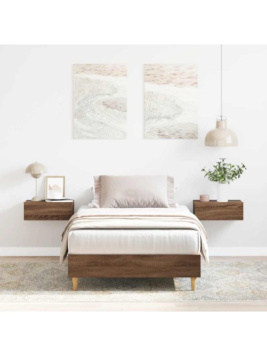 Sängynrunko ei patjaa ruskea tammi 100x200 cm engineered wood