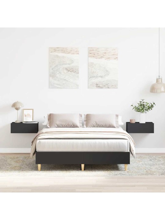 Sängynrunko ilman patjaa musta 135x190 cm tekninen puu