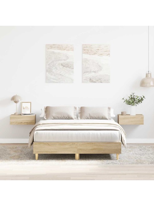 Sängynrunko ilman patjaa sonoma-tammi 135x190 cm tekninen puu