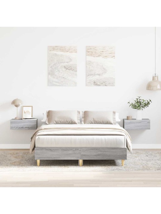 Sängynrunko ilman patjaa harmaa sonoma 135x190 cm tekninen puu