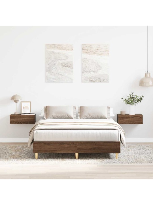 Sängynrunko ilman patjaa ruskea tammi 135x190 cm tekninen puu