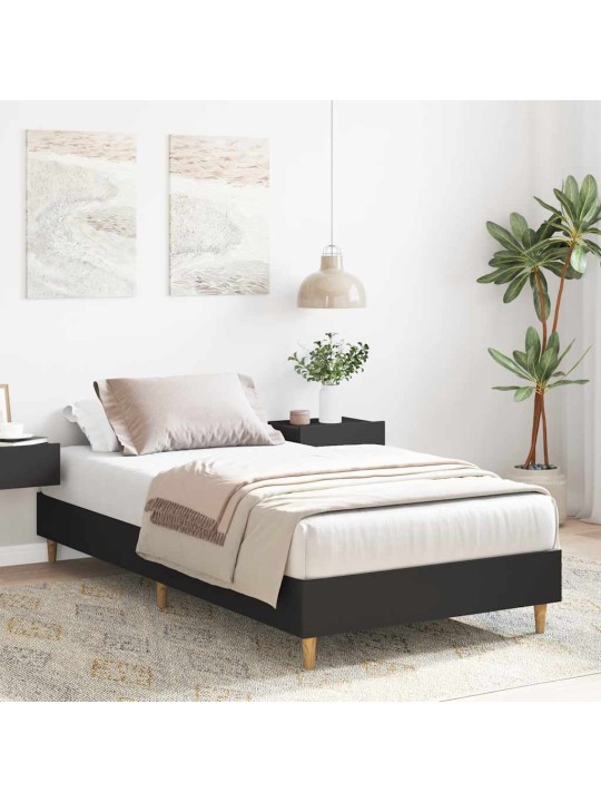 Sängynrunko ei patjaa musta 75x190 cm engineered wood