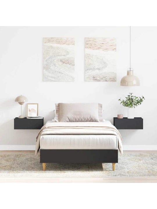 Sängynrunko ei patjaa musta 75x190 cm engineered wood