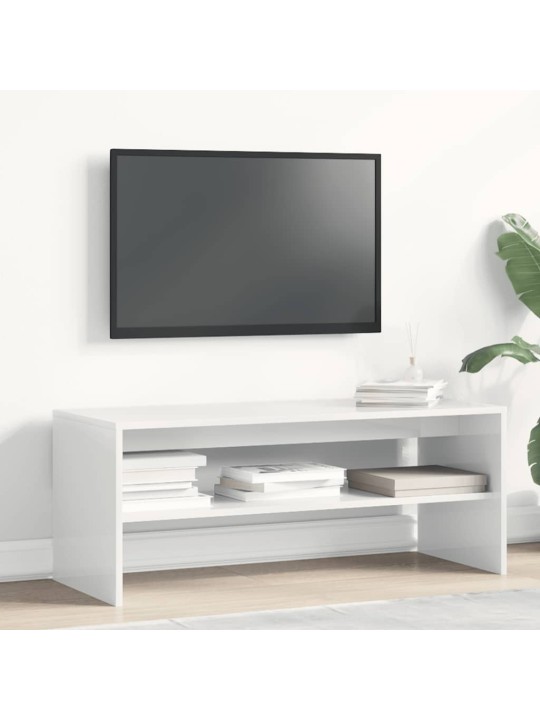 Tv-taso korkeakiilto valkoinen 100x40x40 cm lastulevy