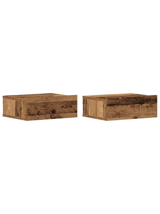 Kelluvat yöpöydät 2 kpl vanha puu 40x32x15 cm lastulevy