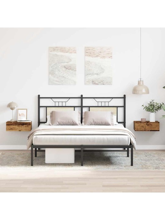 Kelluvat yöpöydät 2 kpl vanha puu 40x32x15 cm lastulevy