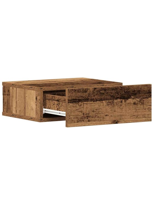 Kelluvat yöpöydät 2 kpl vanha puu 40x32x15 cm lastulevy