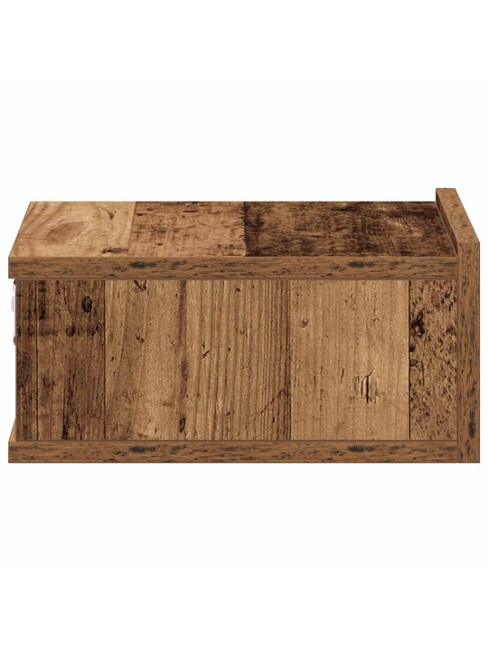 Kelluvat yöpöydät 2 kpl vanha puu 40x32x15 cm lastulevy