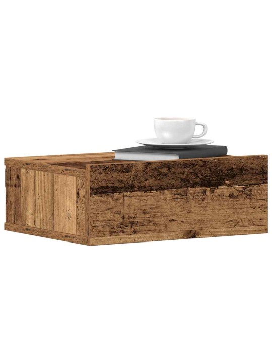 Kelluvat yöpöydät 2 kpl vanha puu 40x32x15 cm lastulevy
