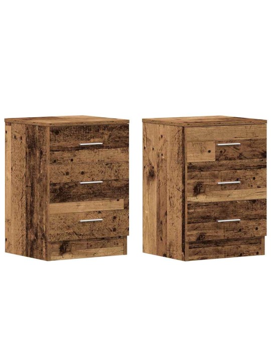 Yöpöytäkaapit 2 kpl vanhaa puuta 38x35x55 cm tekninen puu
