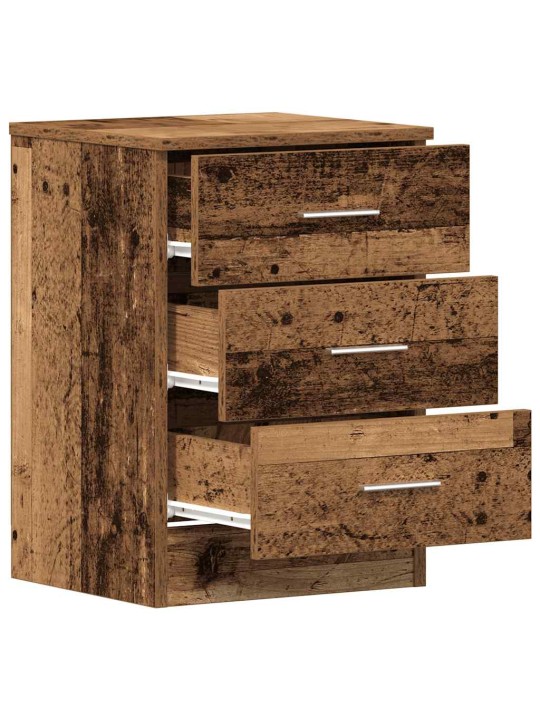 Yöpöytäkaapit 2 kpl vanhaa puuta 38x35x55 cm tekninen puu