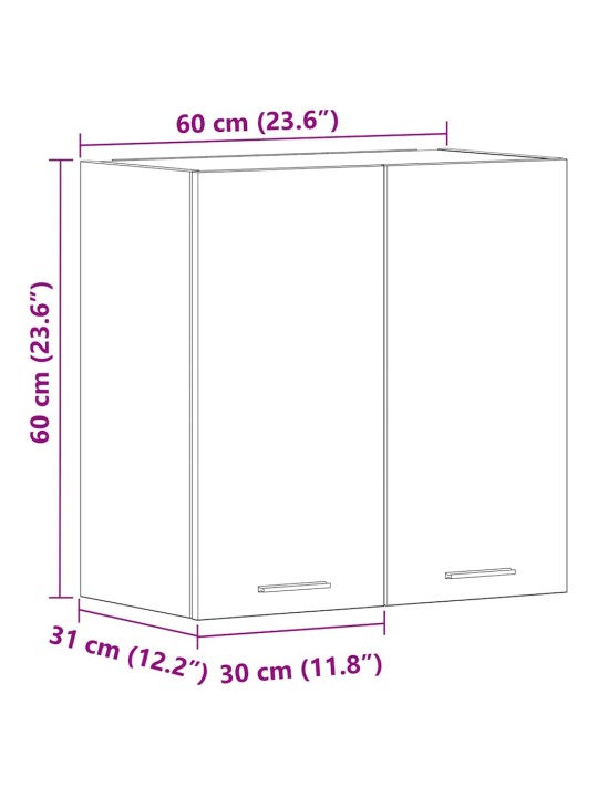 Keittiön seinäkaappi vanha puu 60x31x60 cm suunniteltu puu