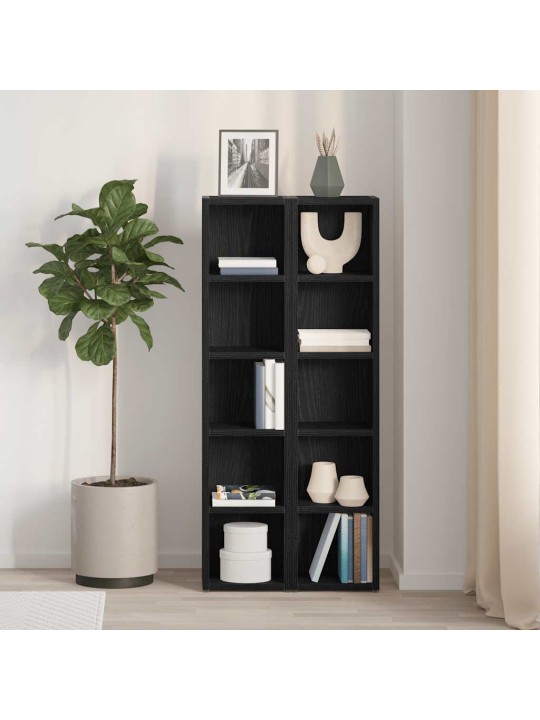 Cd-hyllyt 2 kpl musta tammi 21x16x93,5 cm tekninen puu