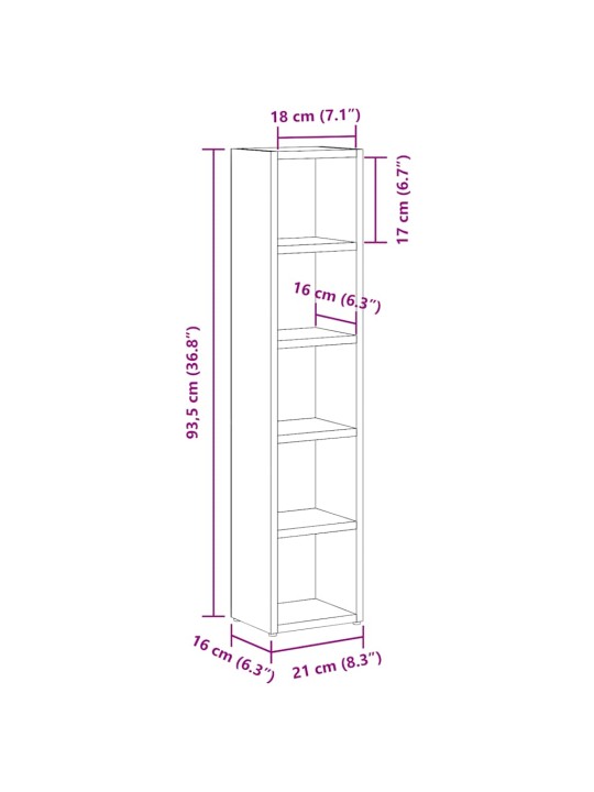 Cd-hyllyt 2 kpl musta tammi 21x16x93,5 cm tekninen puu
