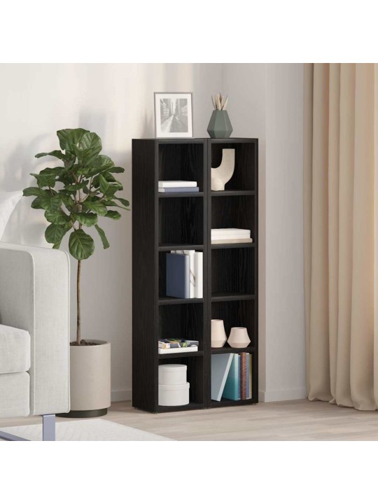 Cd-hyllyt 2 kpl musta tammi 21x16x93,5 cm tekninen puu