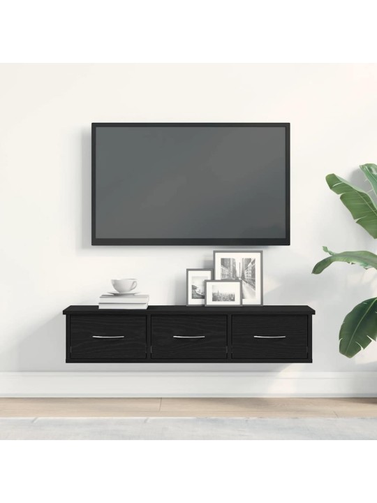 Tv-seinäkaappi musta tammi 88x26x18,5 cm tekninen puu