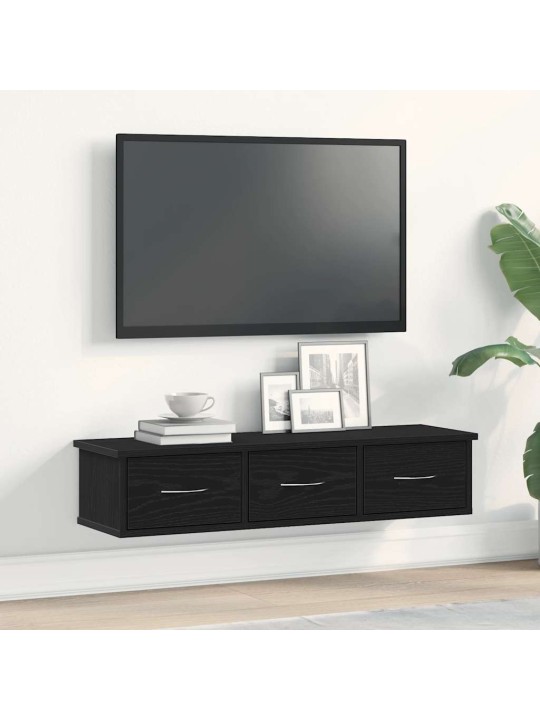 Tv-seinäkaappi musta tammi 88x26x18,5 cm tekninen puu