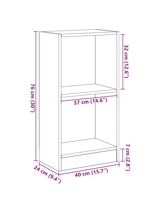 Kirjahylly musta tammi 40x24x76 cm tekninen puu