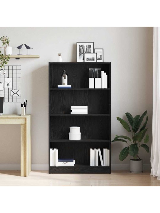 Kirjahylly musta tammi 80x24x143 cm tekninen puu