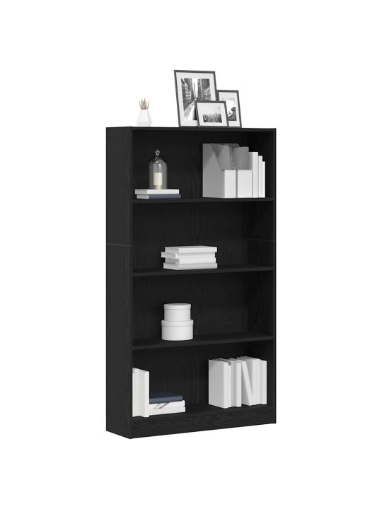 Kirjahylly musta tammi 80x24x143 cm tekninen puu