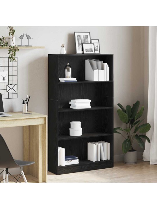 Kirjahylly musta tammi 80x24x143 cm tekninen puu