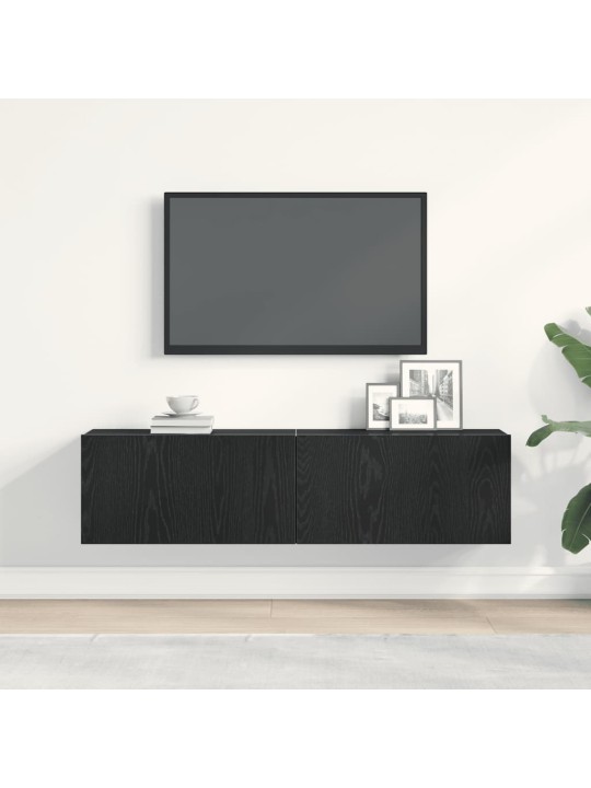 TV-taso musta tammi 120x30x30,5 cm tekninen puu