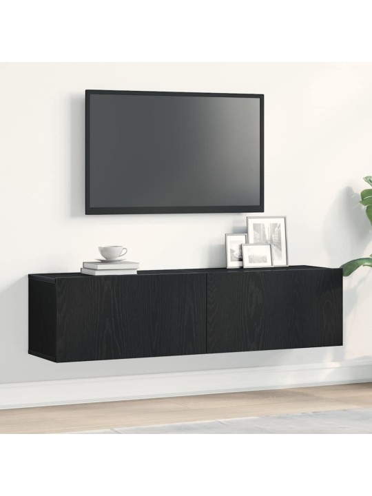 TV-taso musta tammi 120x30x30,5 cm tekninen puu