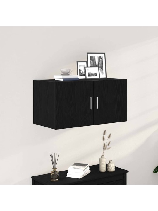 Tv-seinäkaappi musta tammi 80x39x40 cm tekninen puu