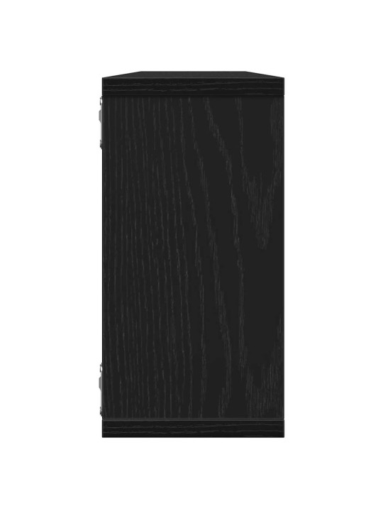 Seinäkuutiohyllyt 2 kpl musta tammi 100x15x30 cm tekninen puu