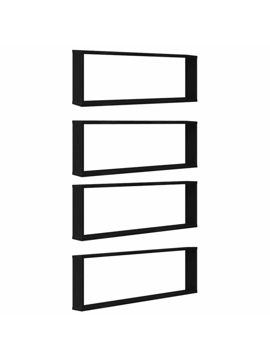 Wall cube hyllyt 4 kpl musta tammi 100x15x30 cm tekninen puu