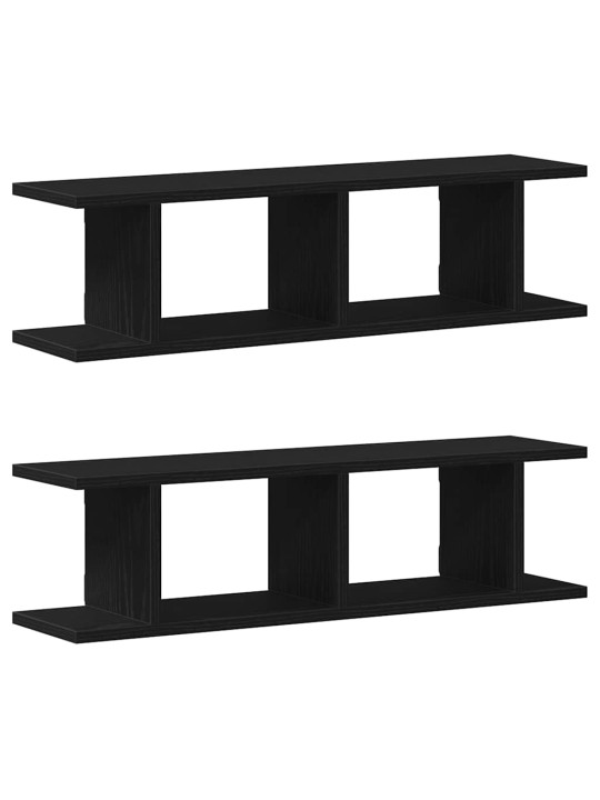 Seinähyllyt 2 kpl musta tammi 75x18x20 cm tekninen puu