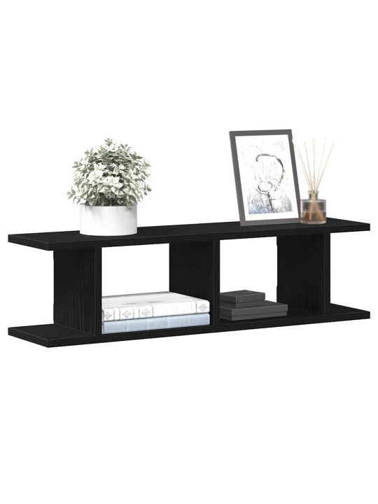 Seinähyllyt 2 kpl musta tammi 75x18x20 cm tekninen puu
