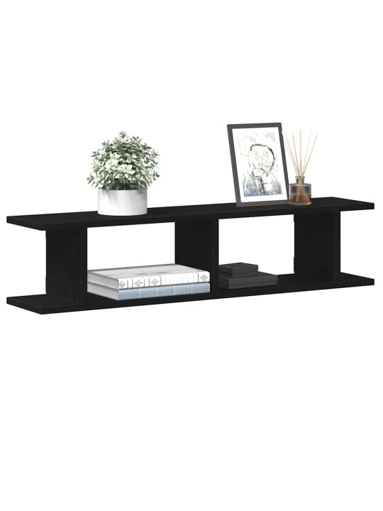 Seinähyllyt 2 kpl musta tammi 90x18x20 cm tekninen puu