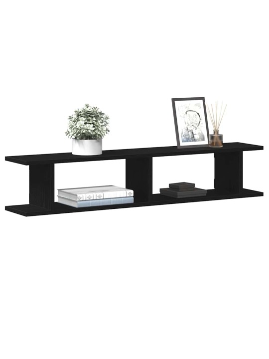 Seinähyllyt 2 kpl musta tammi 105x18x20 cm tekninen puu