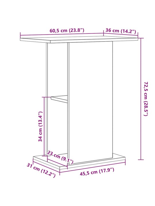 Akvaarioteline musta tammi 60,5x36x72,5 cm tekninen puu