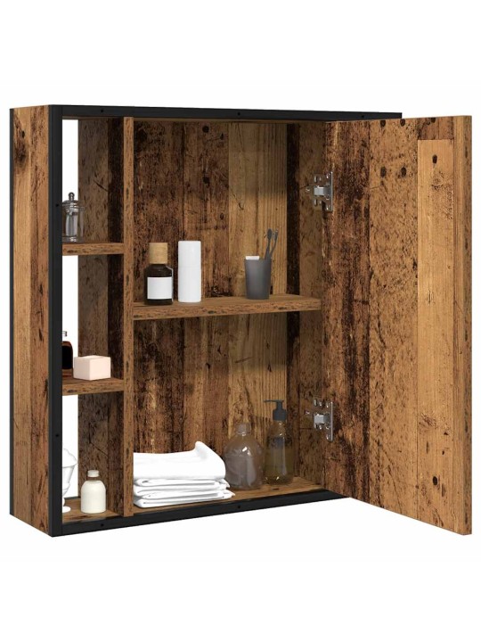 Kylpyhuoneen peilikaappi vanha puu 60x16x60 cm tekninen puu