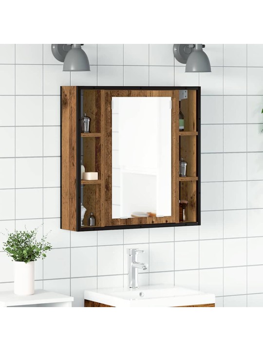 Kylpyhuoneen peilikaappi vanha puu 60x16x60 cm tekninen puu