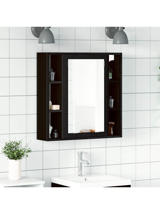 Kylpyhuoneen peilikaappi musta tammi 60x16x60 cm tekninen puu