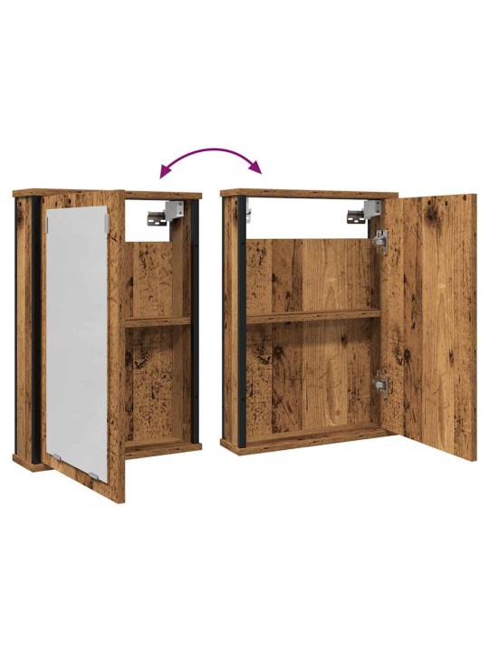 Kylpyhuoneen peilikaappi vanha puu 42x12x60 cm tekninen puu