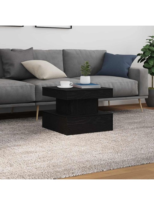 Sohvapöytä led-valoilla musta tammi 50x50x40 cm