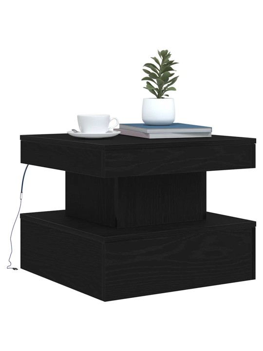 Sohvapöytä led-valoilla musta tammi 50x50x40 cm