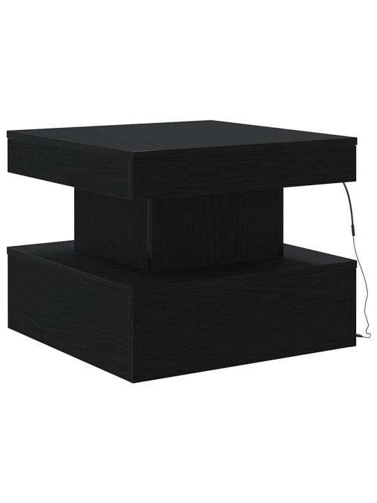 Sohvapöytä led-valoilla musta tammi 50x50x40 cm
