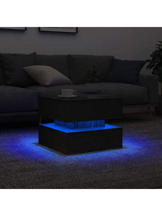 Sohvapöytä led-valoilla musta tammi 50x50x40 cm
